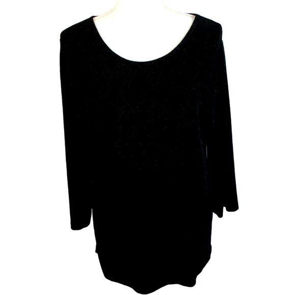 Travelers by Chico's Tops - Chico's Travelers Women's Black Long Sleeve Stretch With Silver Stripes Shirt S.